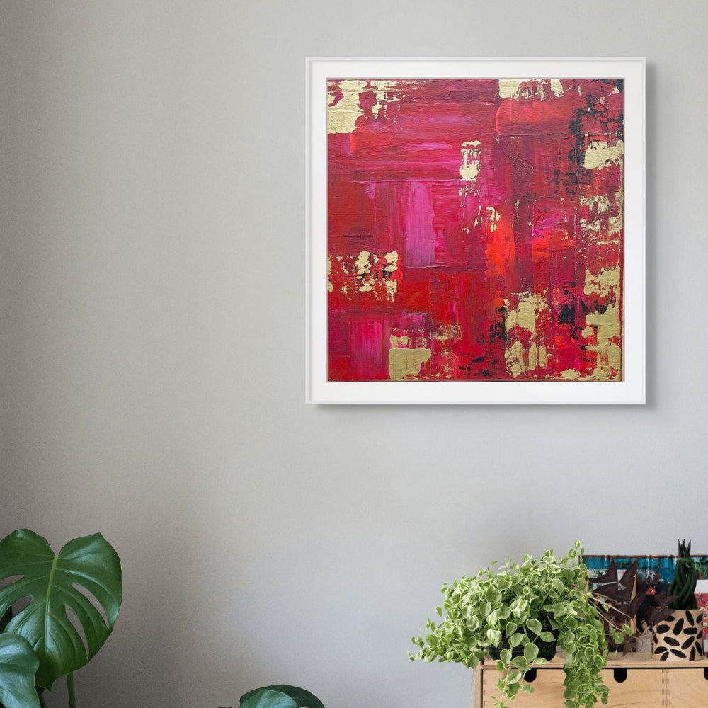 Samhain No. 1 red, gold, pink and black abstract limited edition art print