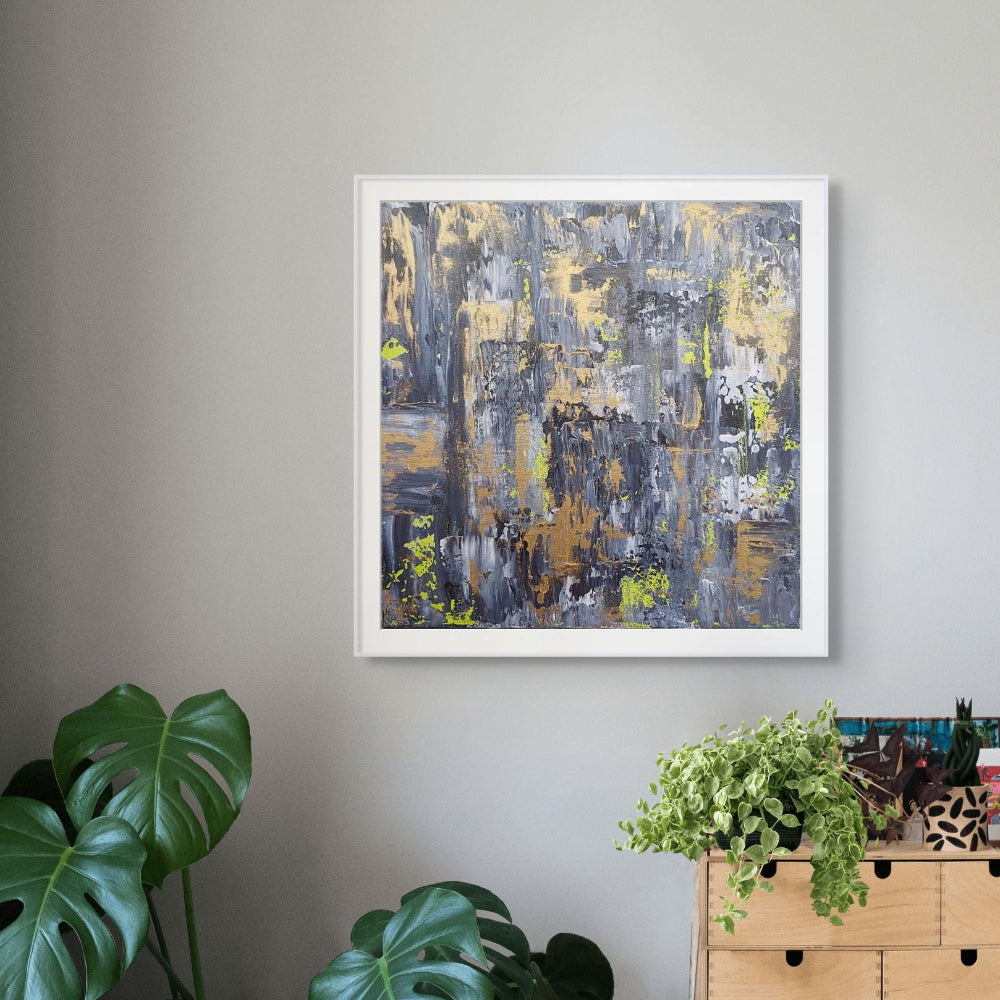 Samhain no.4 grey, black, gold and white colour limited edition print abstract style 