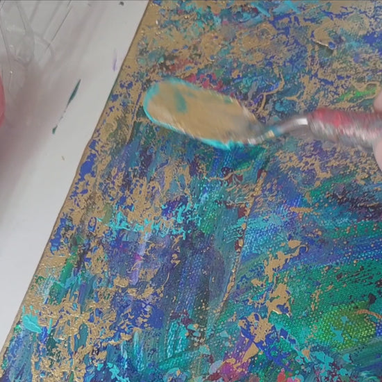 Video of the making of an Abstract painting, Multi-colour original painting titled Opium by Julie Bevan Art