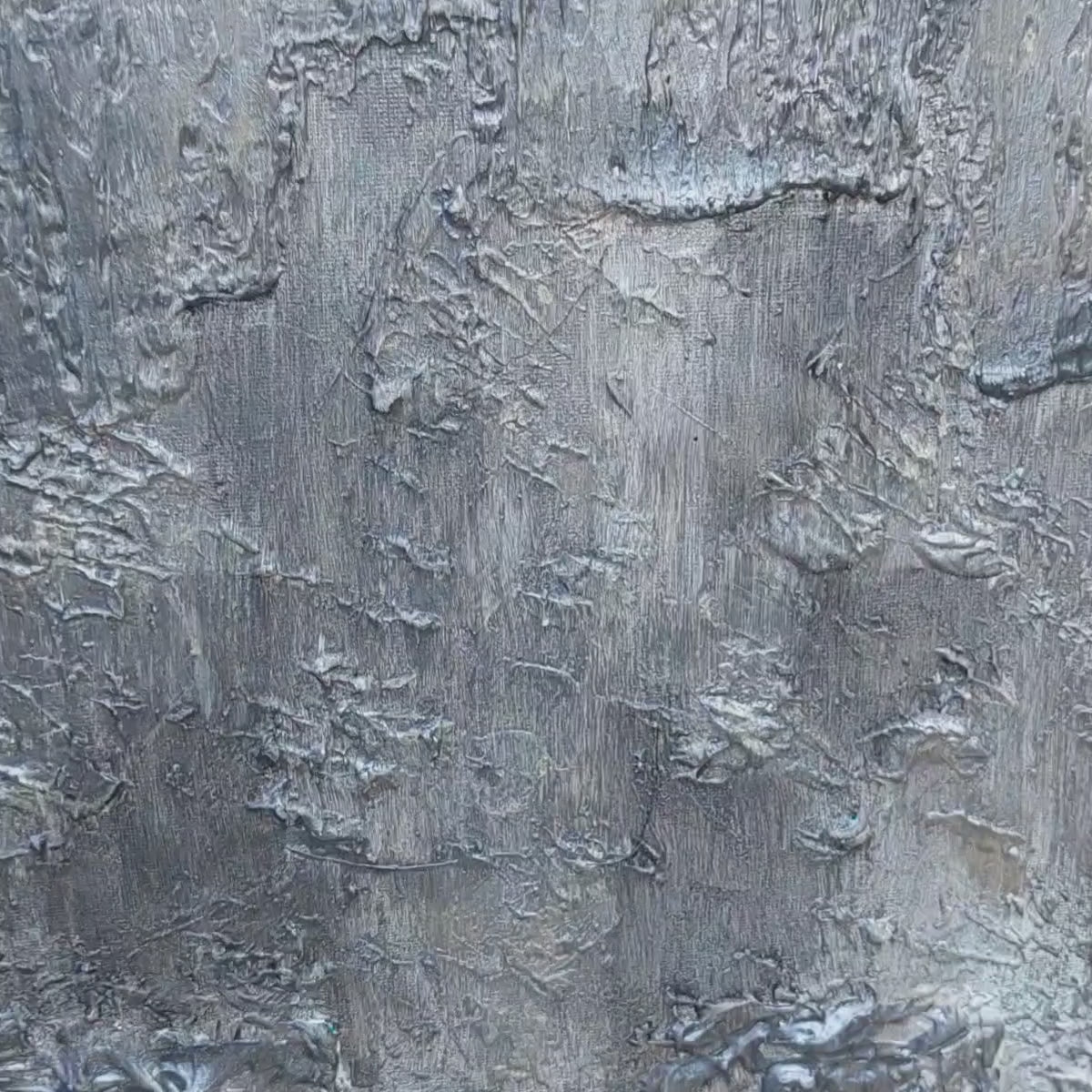 video of Grey, black and white heavily textured acrylic painting