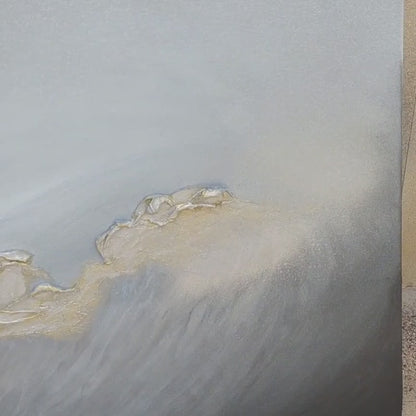 Video of original canvas painting called Dusk. Grey gold and black