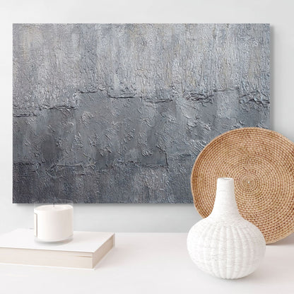 Grey, black and white heavily textured acrylic painting