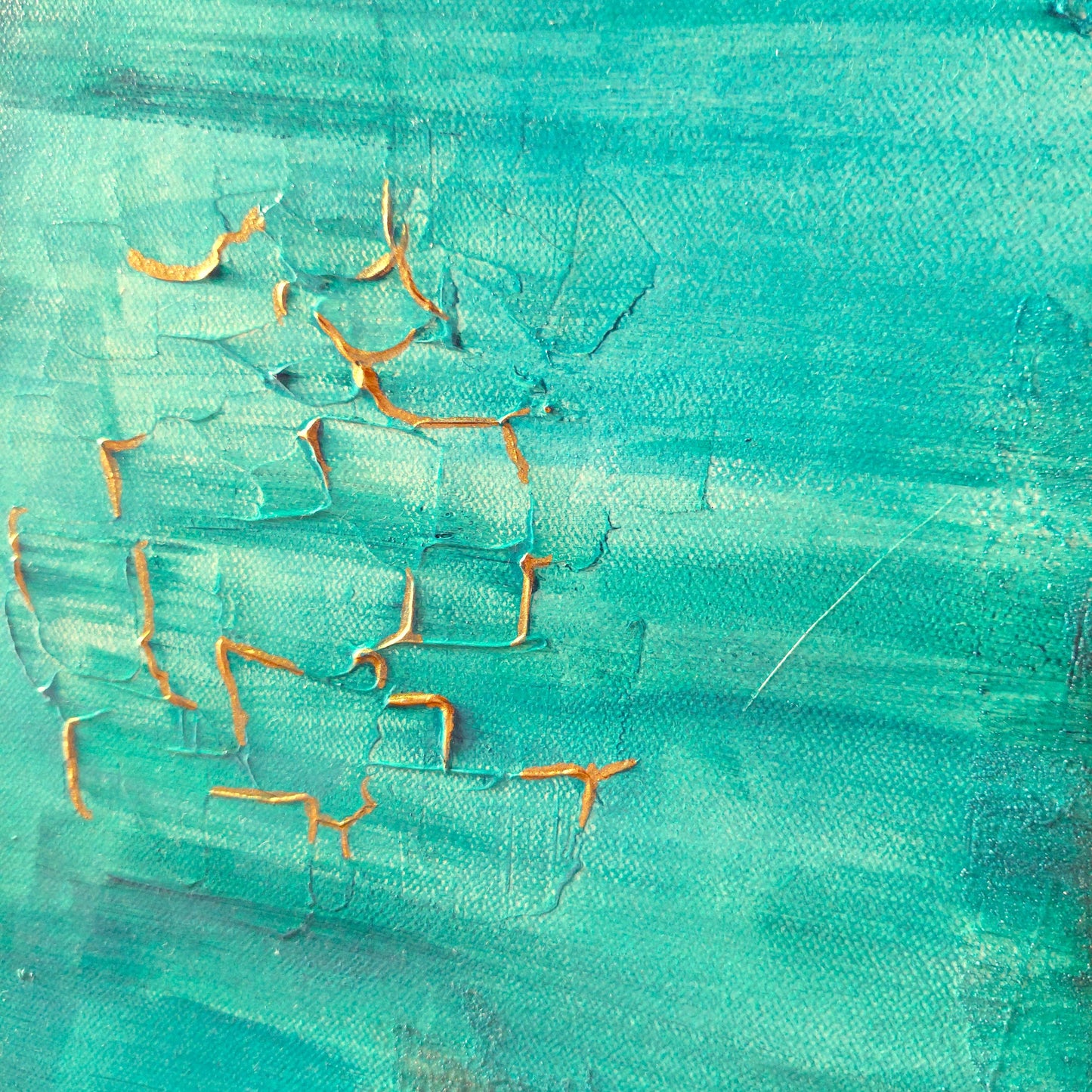 Reef Original Canvas Painting, Turquoise, gold and texture