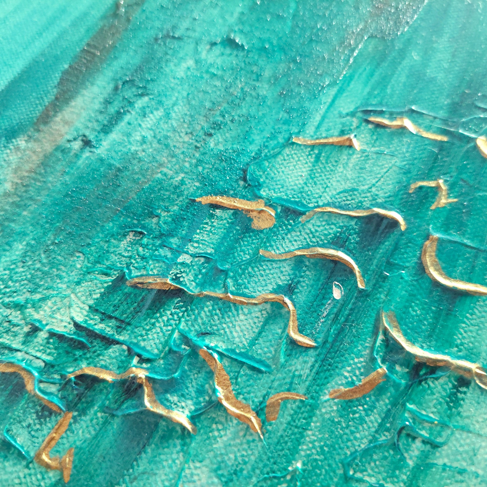 Reef Original Canvas Painting, Turquoise, gold and texture