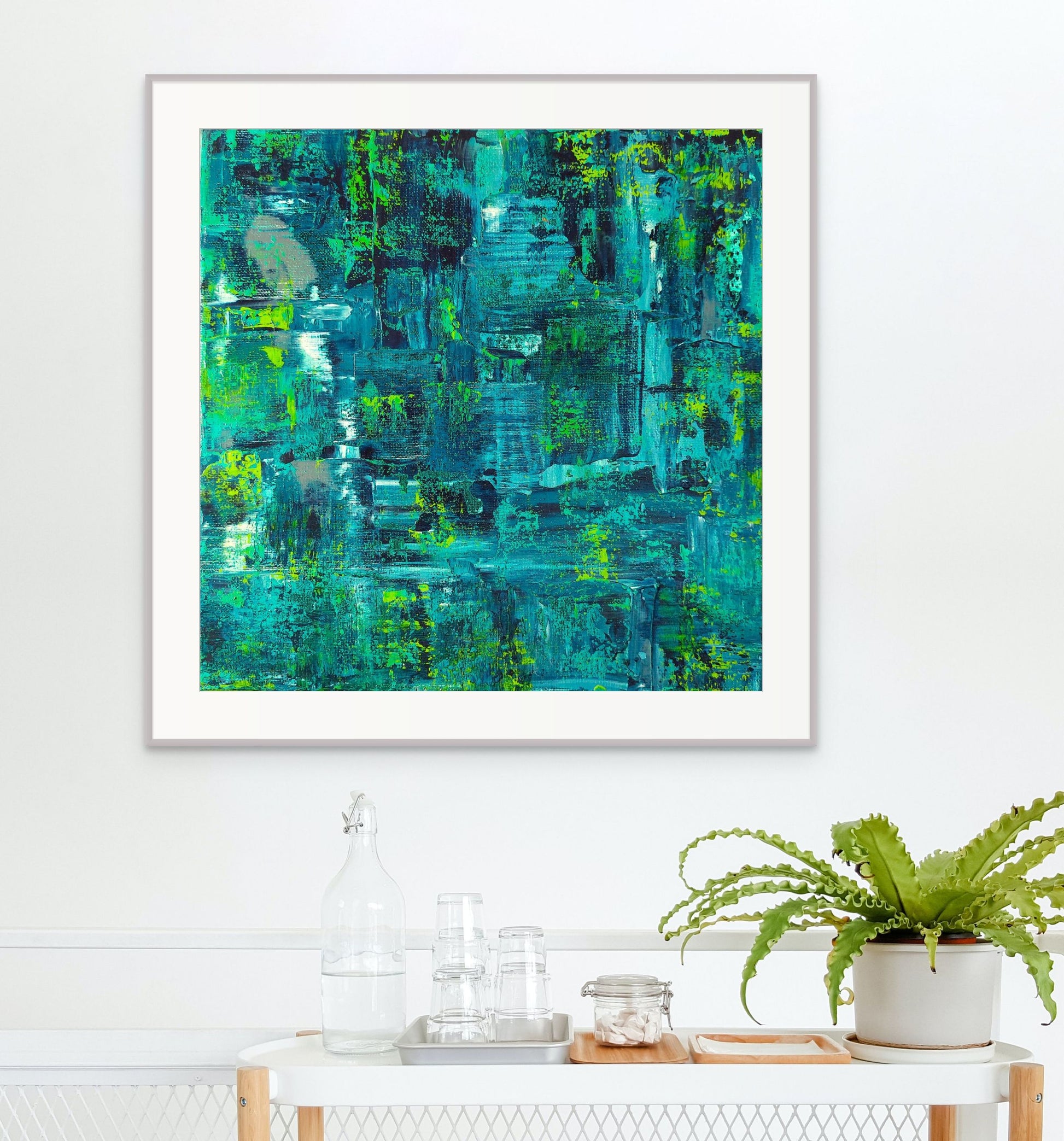 Samhain no.5 green, turquoise, lime and white colour limited edition print abstract style 