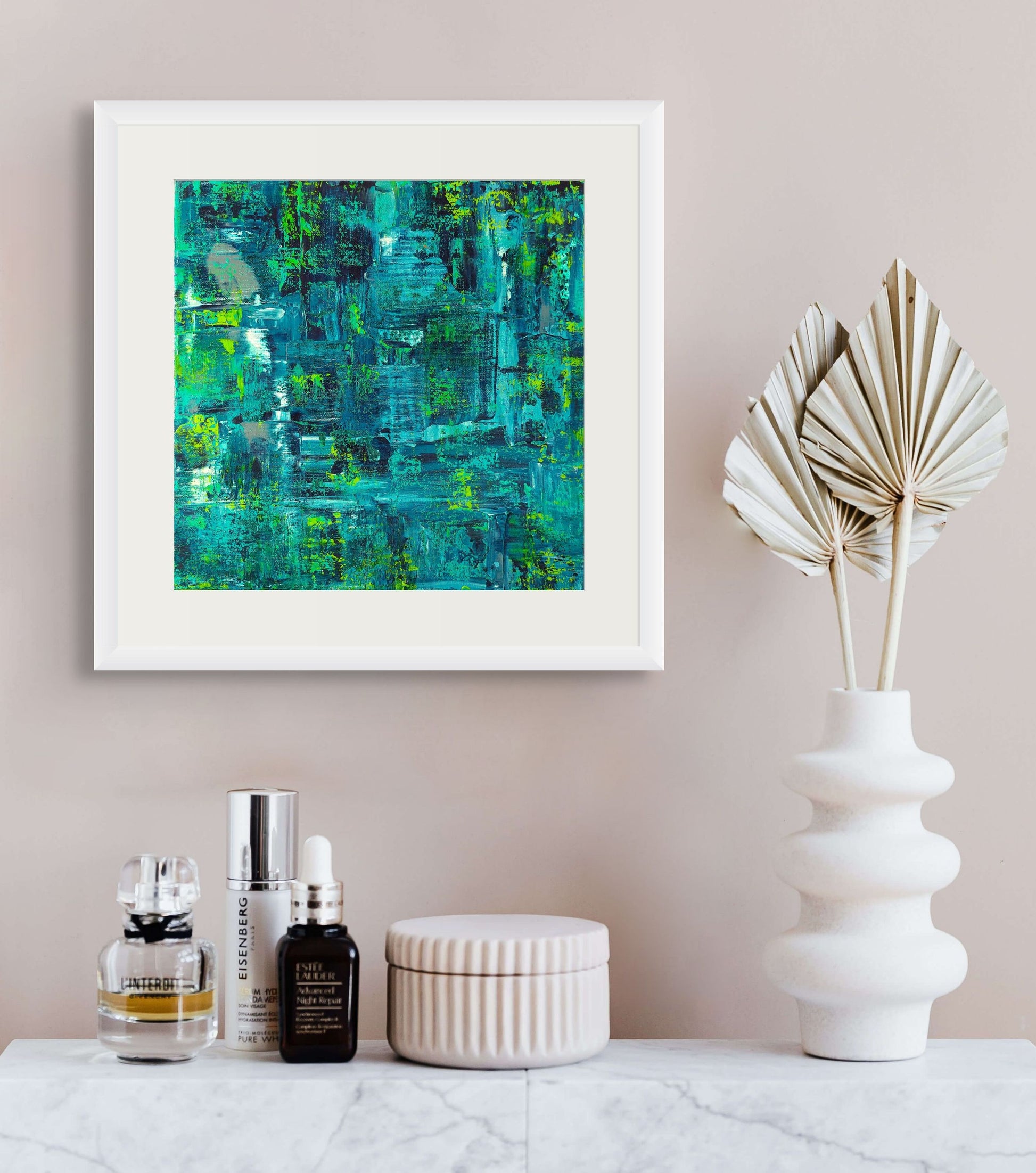 Samhain no.5 green, turquoise, lime and white colour limited edition fine art print abstract style 