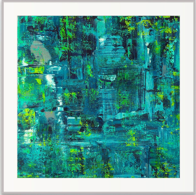 Samhain no.5 green, turquoise, lime and white colour limited edition print abstract style 
