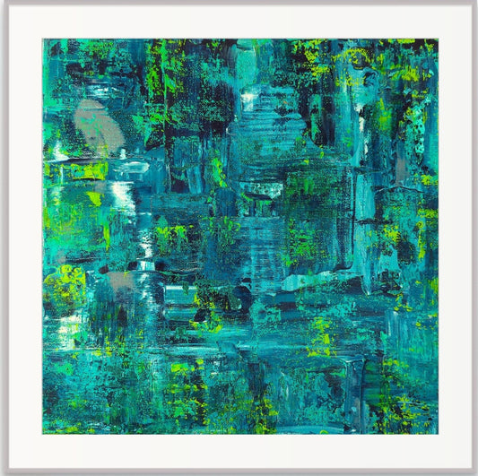 Samhain no.5 green, turquoise, lime and white colour limited edition print abstract style 