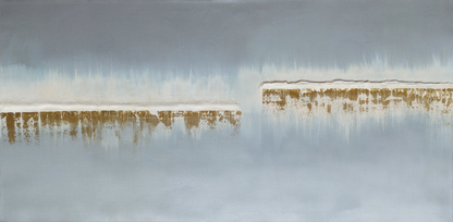 Ships in the Night 100x50cm - Giclée Print grey and gold abstract image