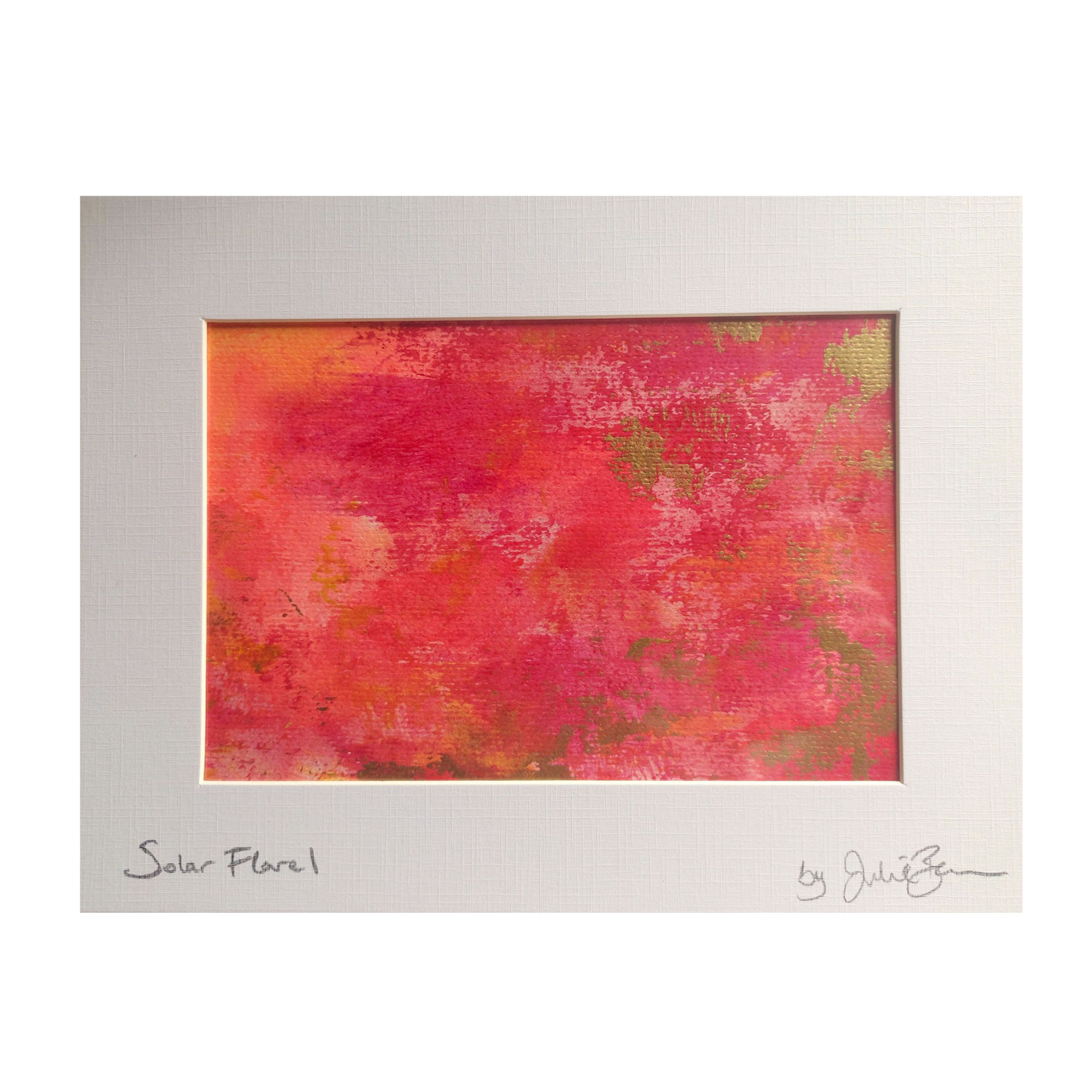Solar Flare I, II , III, Original Paintings, red, pink, gold abstract