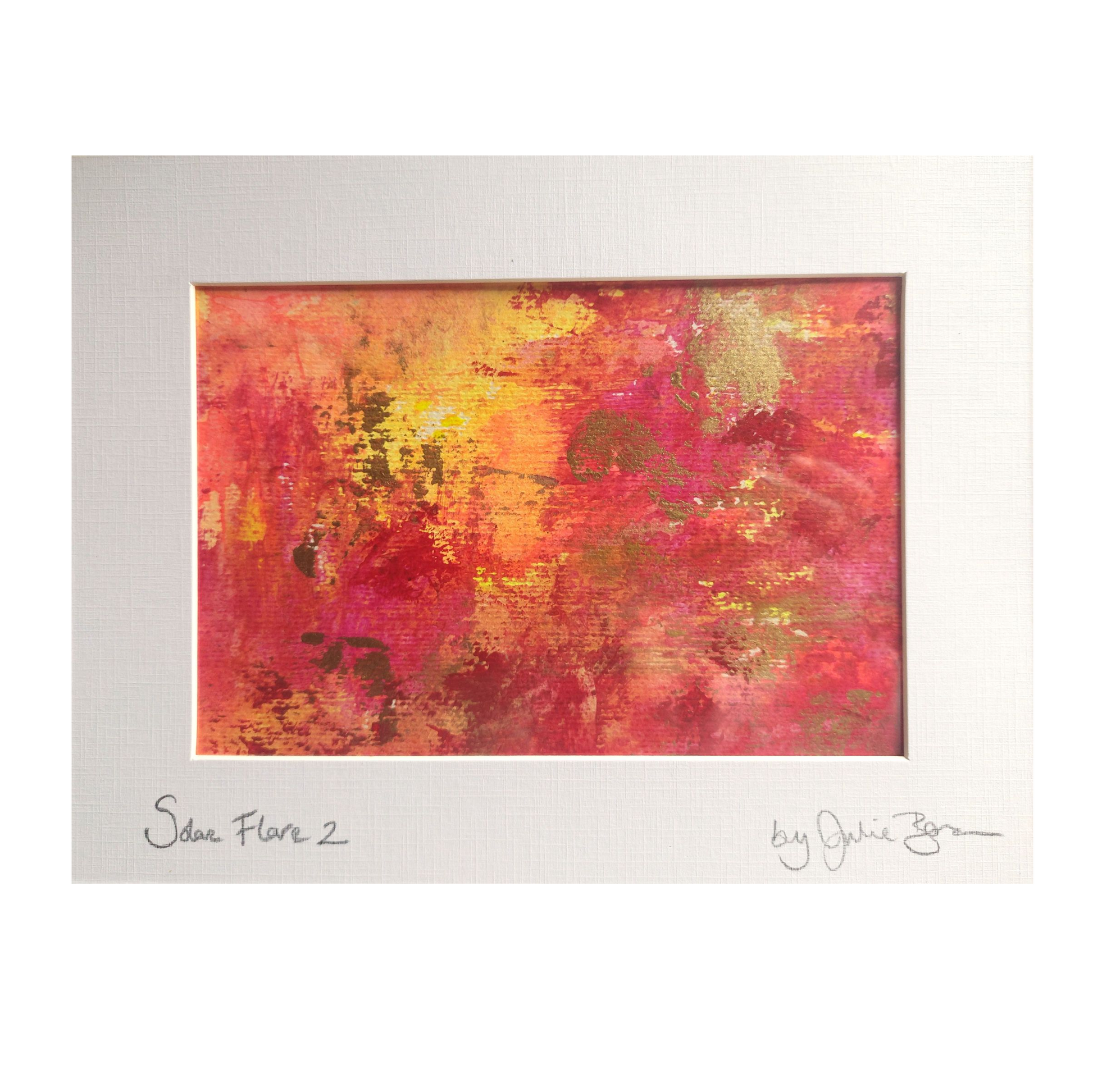Solar Flare I, II , III, Original Paintings, red, pink, gold abstract