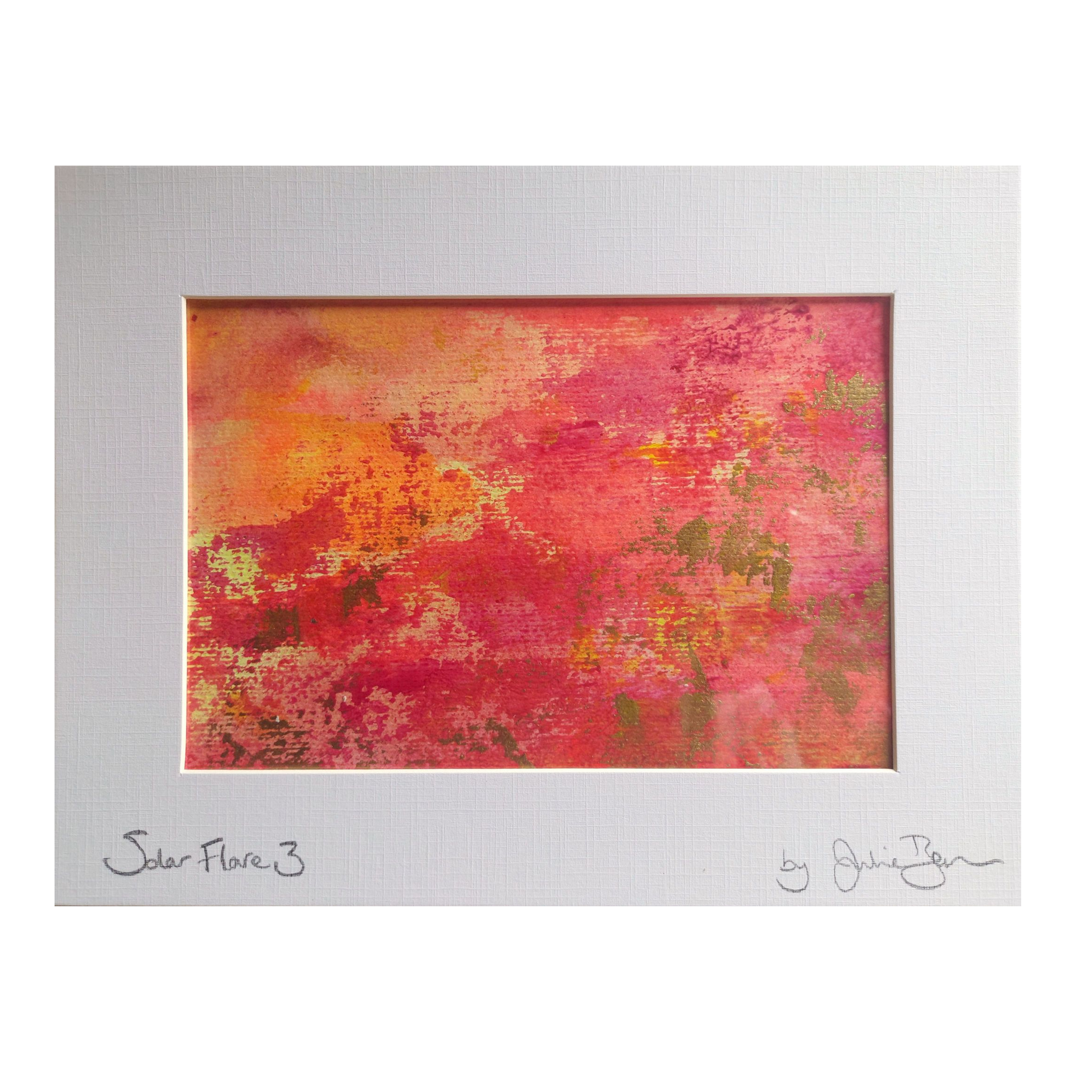 Solar Flare I, II , III, Original Paintings, red, pink, gold abstract