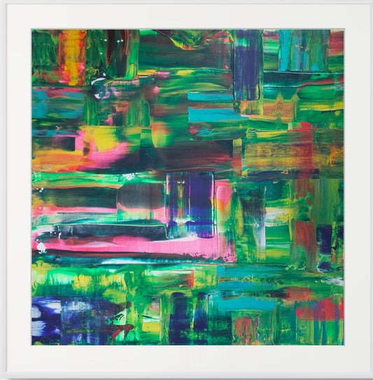 Abstract art with vibrant colors on a white background