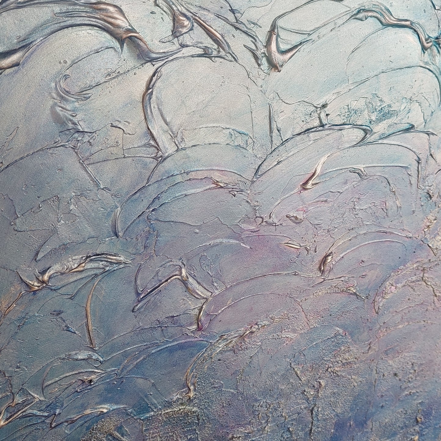 Blue and pink textured acrylic painting