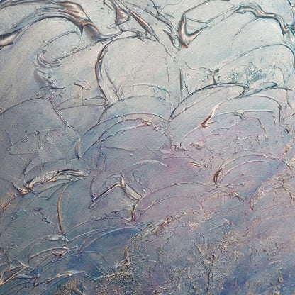 Blue and pink textured acrylic painting