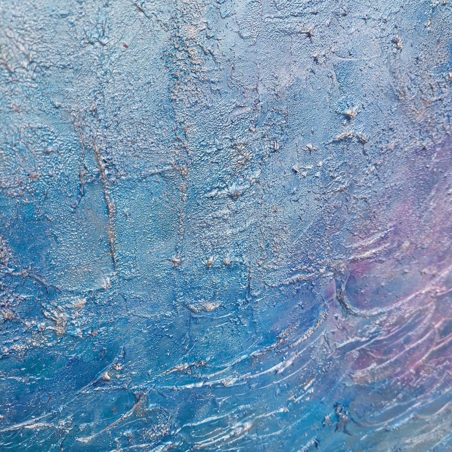 Blue and pink textured acrylic painting