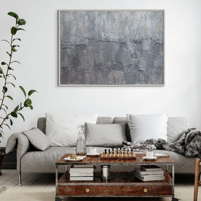 Grey, black and white heavily textured acrylic painting